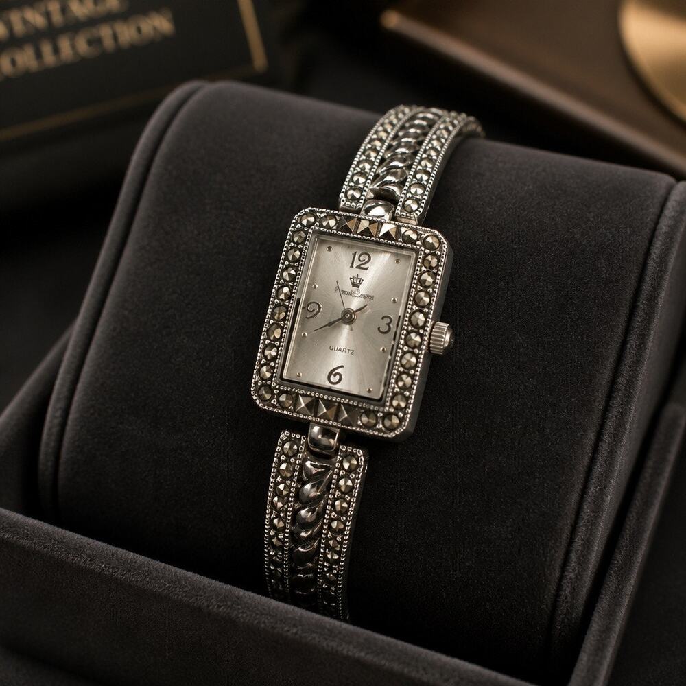 Gilded Timepiece • Vintage Premier Designs Marcasite Dress Watch ✨